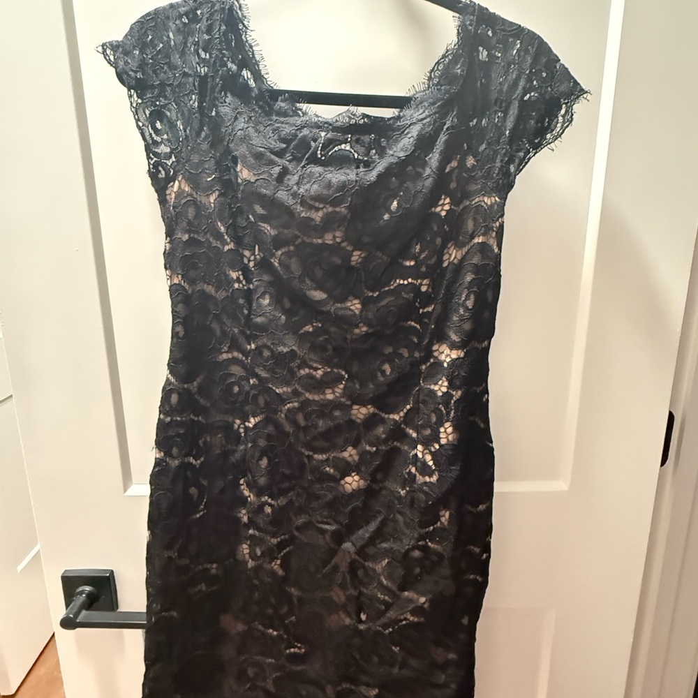 Adrianna Papell Black Lace Overlay Dress